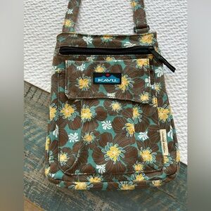Kavu Limited Edition Cross Body Purse Bag Brown Blue Yellow Like New
